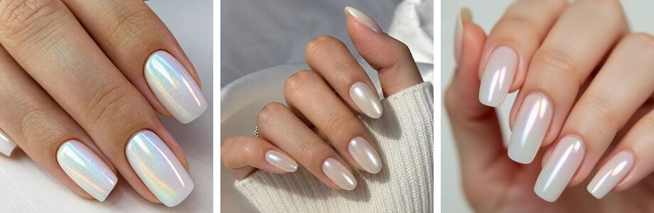 Manicure mleczny z chromem