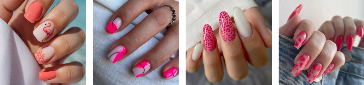 różowy letni manicure hybrydowy